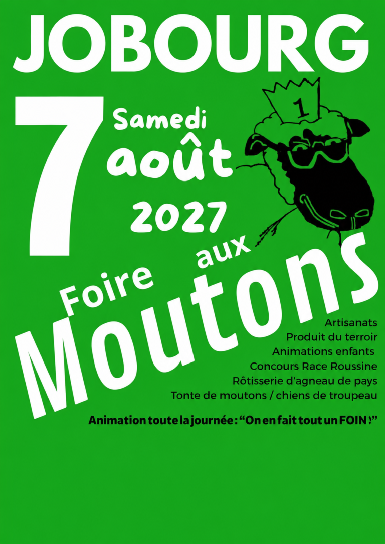 Affiche de la Foire aux moutons de Jobourg, samedi 7 août 2027.